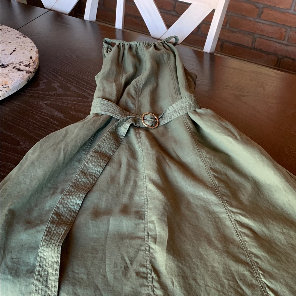 Tommy Bahama halter maxi dress linen pockets size large olive green flowy boho - Picture 6 of 16